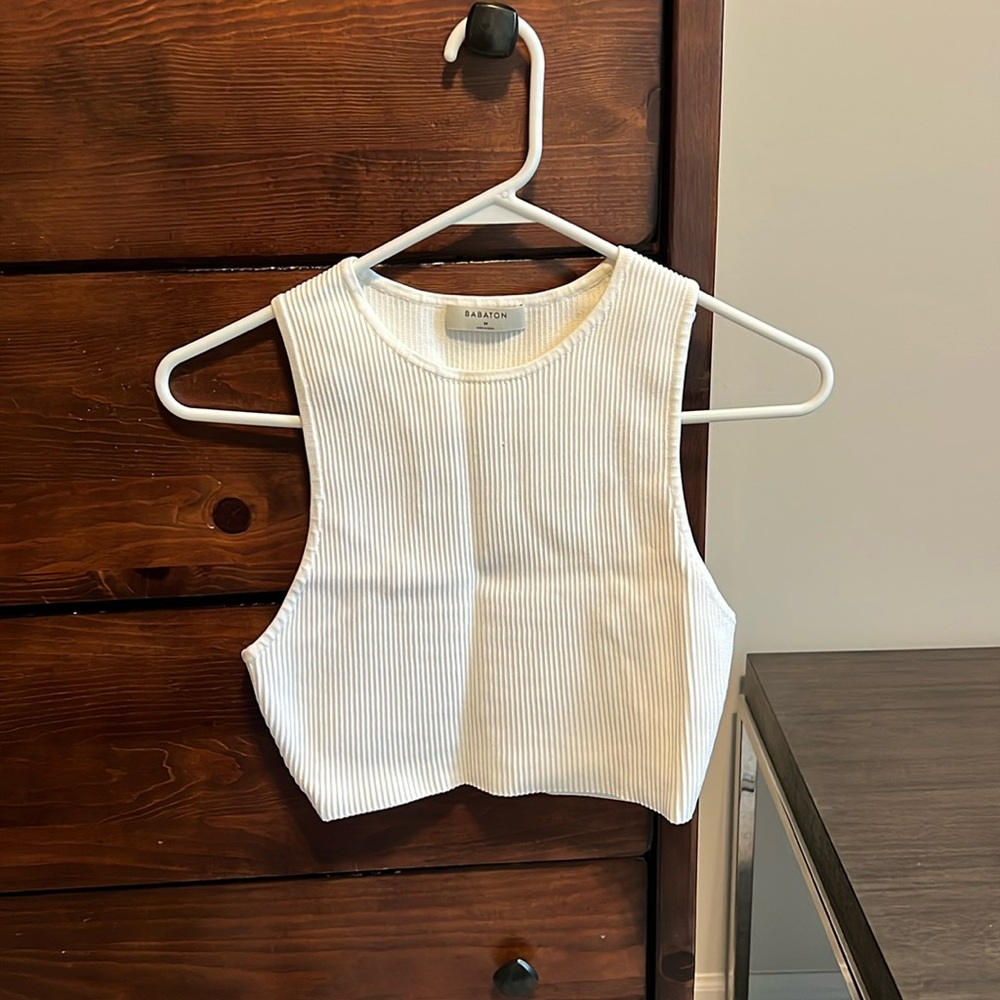 Aritzia Cropped Ribbed High Neck Tank